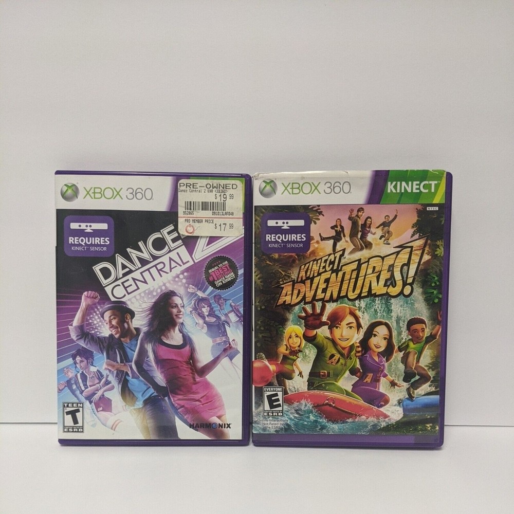 Kinect Adventures! & Dance Central 2 (Microsoft Xbox 360) Bundle Lot of 2